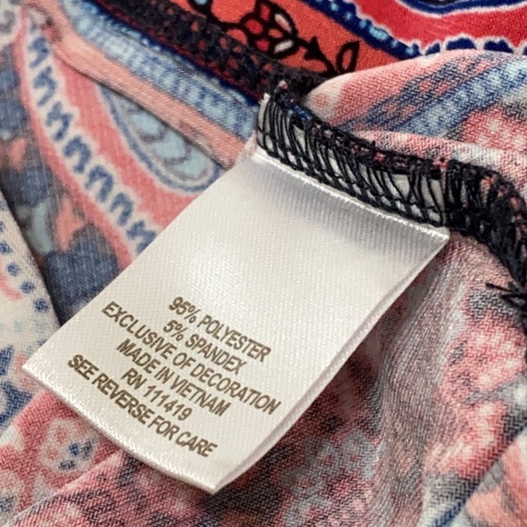 DressBarn navy & pink coral paisley top - Sz XL - Picture 9 of 10